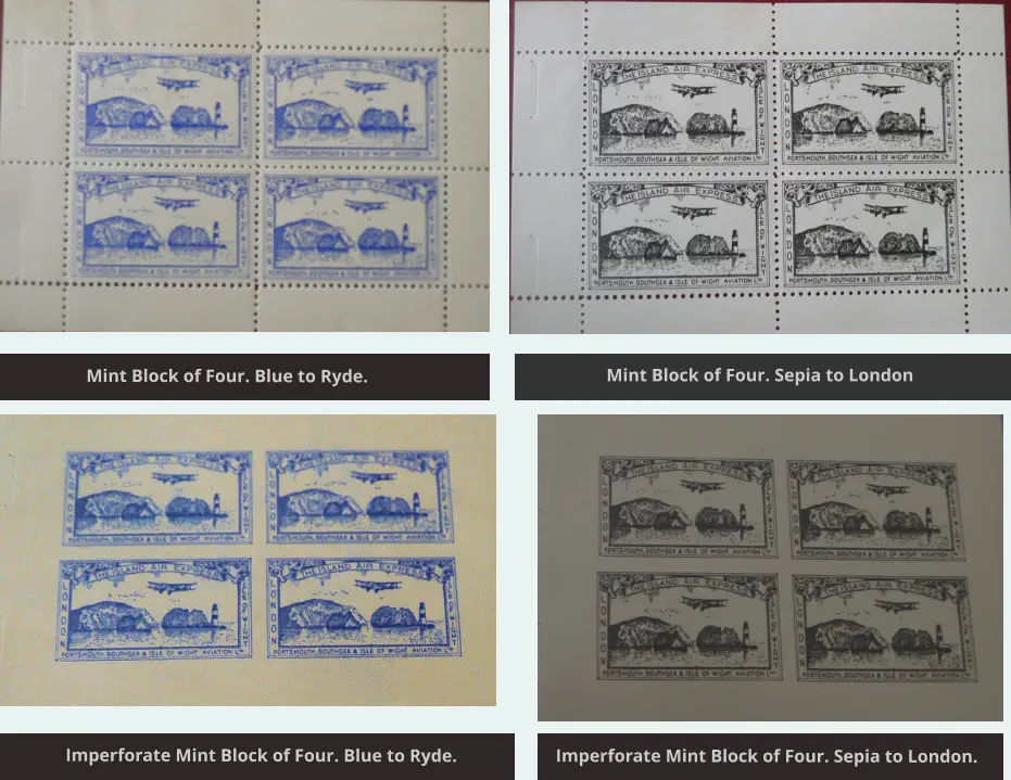 Mint Block of Four. Blue to Ryde. Mint Block of Four. Sepia to London Imperforate Mint Block of Four. Blue to Ryde. Imperforate Mint Block of Four. Sepia to London. Mint Block of Four. Blue to Ryde. Mint Block of Four. Sepia to London Imperforate Mint Block of Four. Blue to Ryde. Imperforate Mint Block of Four. Sepia to London.