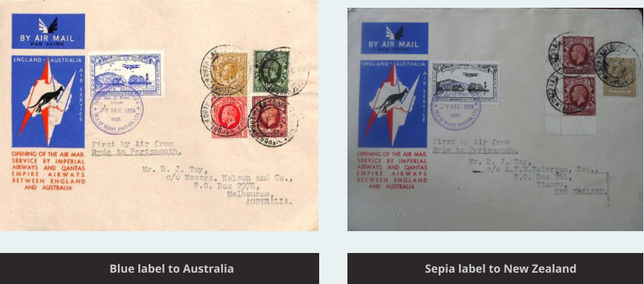 Blue label to Australia Sepia label to New Zealand Blue label to Australia Sepia label to New Zealand Blue label to Australia Sepia label to New Zealand