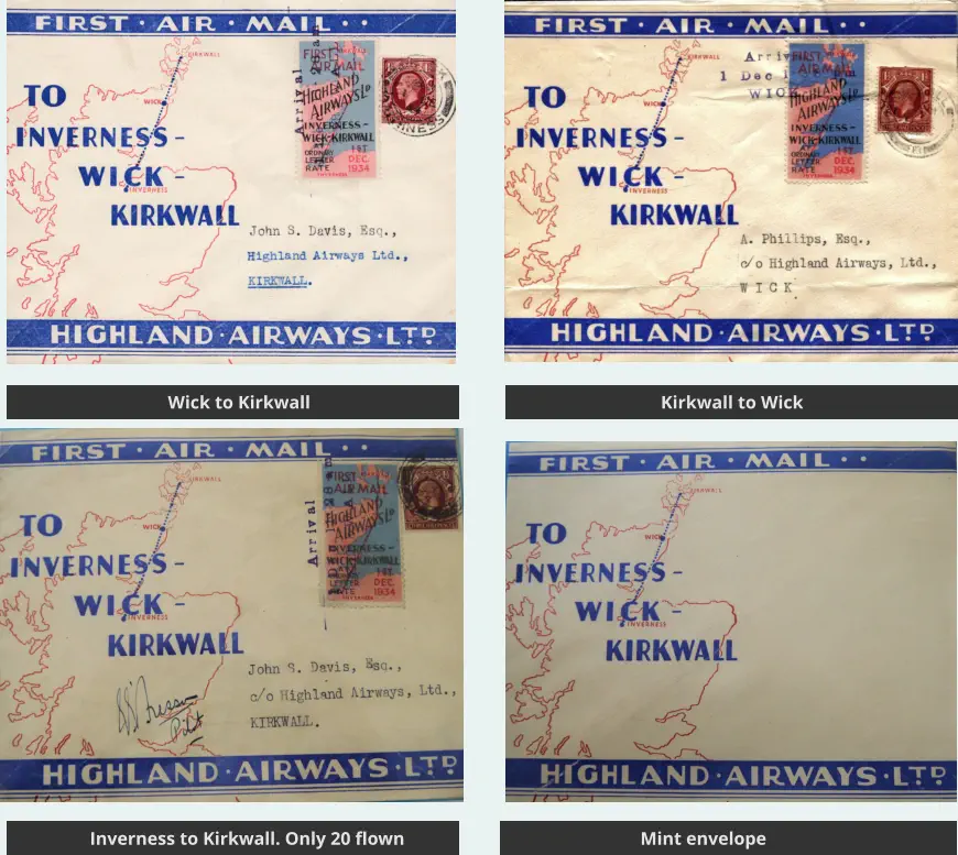 F Wick to Kirkwall Kirkwall to Wick Inverness to Kirkwall. Only 20 flown Mint envelope