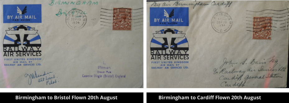 Birmingham to Bristol Flown 20th August Birmingham to Cardiff Flown 20th August