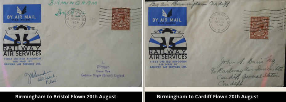 Birmingham to Bristol Flown 20th August Birmingham to Cardiff Flown 20th August