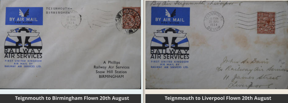 Teignmouth to Liverpool Flown 20th August Teignmouth to Birmingham Flown 20th August
