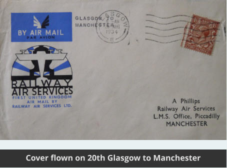 Cover flown on 20th Glasgow to Manchester